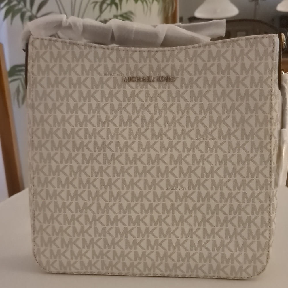 Michael Kors Beige Monogram Crossbody Bag